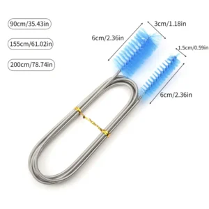 Spazzola Pulizia Acquario 2mt Acciaio Inox Nylon Doppia Testa Flessibili Filtri