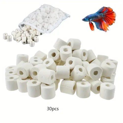 15pz Anelli Filtro Acquario Ceramica Resistente Detriti Ammoniaca Vasca Pesci