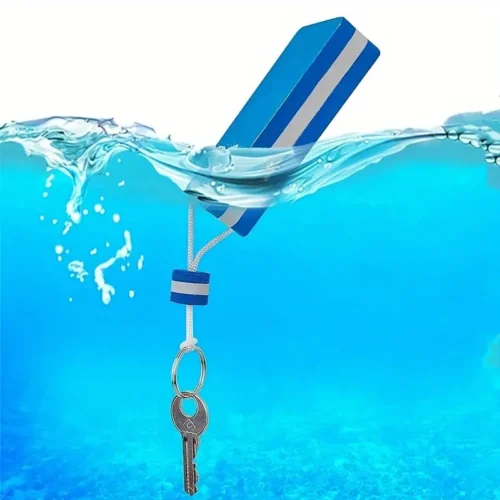 Portachiavi Galleggiante PVC BLU 1pz Anello Metallo Nautica Pesca Kayak Surf