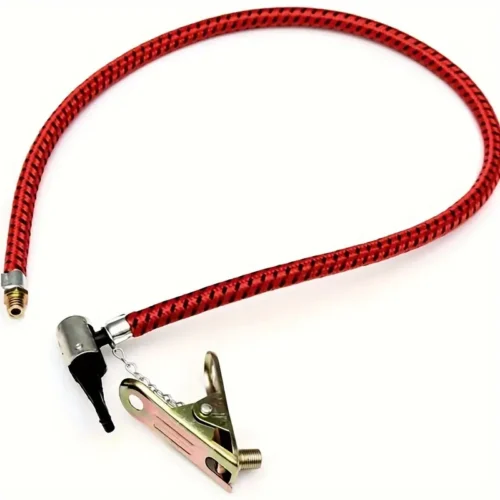 Tubo Flessibile ROSSO Pompa Bicicletta Fibra 60cm Connettore Metallo