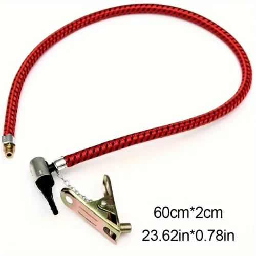 Tubo Flessibile ROSSO Pompa Bicicletta Fibra 60cm Connettore Metallo