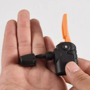 Doppia Estremità Inflatore Pompa Pneumatici Bicicletta Arancio Nero Universale