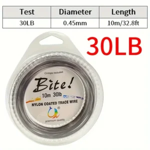 10m Filo Pesca Acciaio Inox 14kg Resistente Nylon Intrecciato 7 Fili