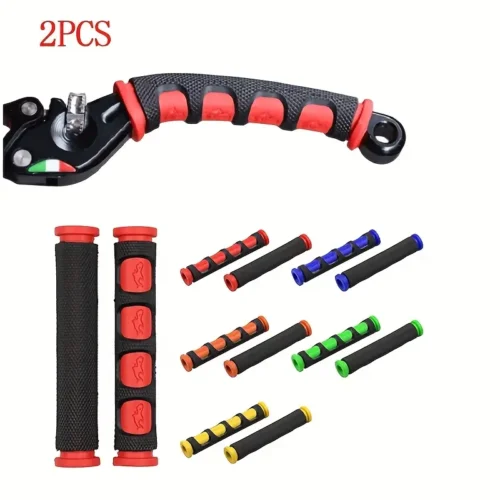 2 Manopole ROSSE Manubrio Moto Copertura Leva Freno Gomma Modificata Antiscivolo