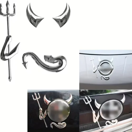 1468-1.webp Adesivo Logo Auto 3D Diavolo NERO Colla Morbida Decalcomanie Impermeabile