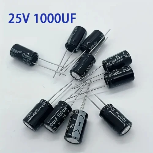 2 pezzi 25V 1000UF Capacitore elettrolitico alluminio 1000Μf 25V 10X17Mm