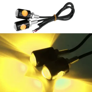 2 Luci LED GIALLE Aquila COB Mini Alta Luminosità 12V Auto Moto Camion