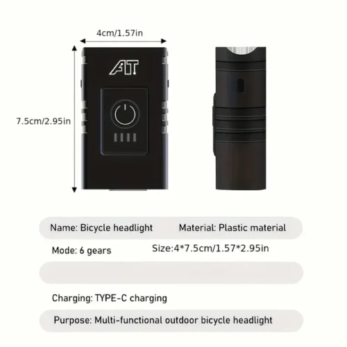 Luce Anteriore Bicicletta Plastica Torcia USB Alta Potenza Accessorio Notturno
