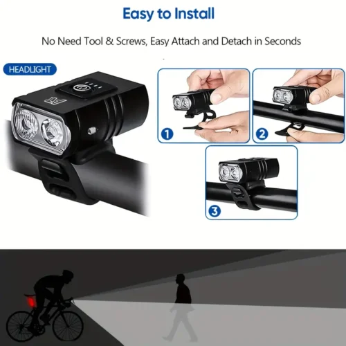 Luce Anteriore Bicicletta Plastica Torcia USB Alta Potenza Accessorio Notturno