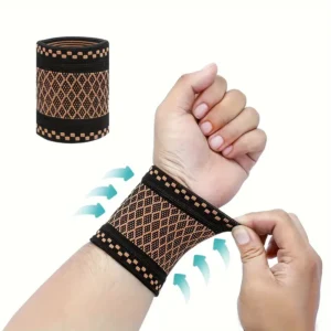 Cuffia Supporto Polso Rame Regolabile Fascia Elastico Traspirante Nylon