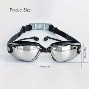 Occhialini Nuoto Antiappannamento GRIGIO Tappi Orecchie Cinghia Regolabile