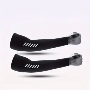 Maniche Sportive Leggere Traspiranti Uomo L Tessuto Seta Nylon NERO