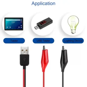 USB Maschio Femmina Clip Alligatore Test Lead Rosso Nero PVC Isolato