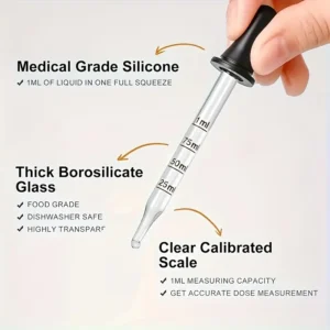 Contagocce Vetro 1ml Silicone e Borosilicato Tarato Accurato