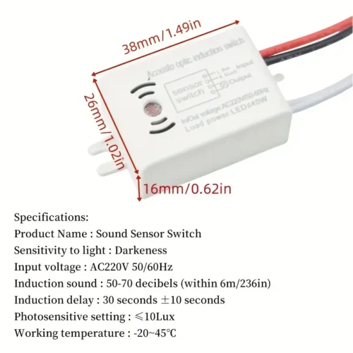 220V Smart Switch Module Voice Motion Sensor Auto On/Off Indicatore Luminoso