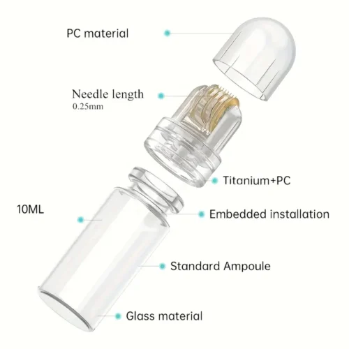 Kit Timbro Micro-ago 64 Aghi Dorati 0,25mm Copertura Protettiva Igienica