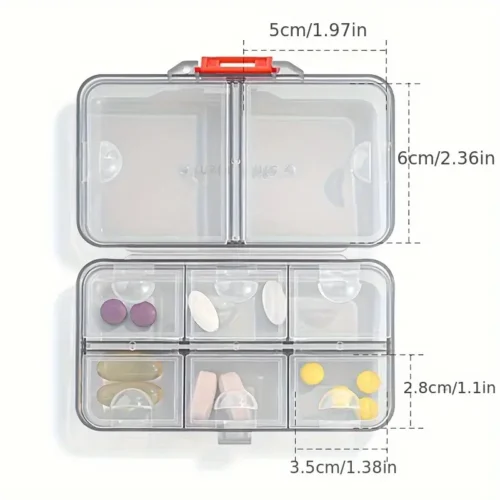 Scatola Organizzatore Pillole 7 Giorni Trasparente GRIGIA Portatile Compattibile