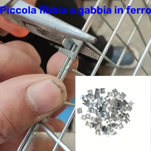 100 Pz Fibbie Gabbia Ferro Clip Metallo Resistenti Fissaggio Sicuro Animali