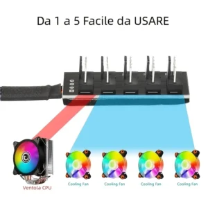 Divisore Ventola PC PWM 5 Vie 4 Pin Raffreddamento Radiatori CPU