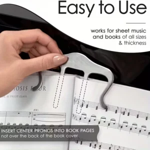 Grande Clip Libro Musica Piano Chitarra Violino Tieni Partitura Salda NERO