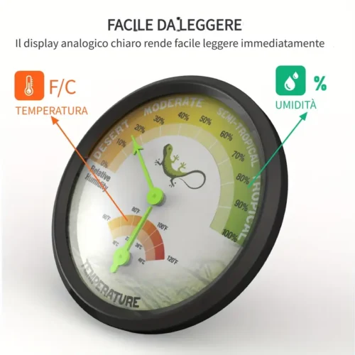 Termometro Igrometro Rettili Doppio Indicatore Scatola Allevamento
