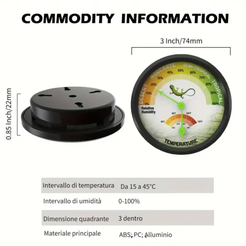 Termometro Igrometro Rettili Doppio Indicatore Scatola Allevamento