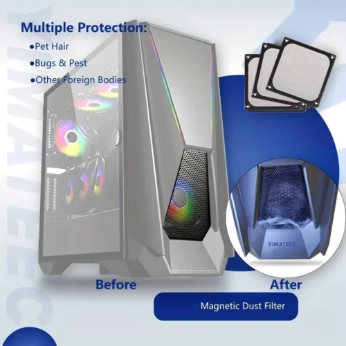 1pz Ventilatore Raffreddamento PC Alta Efficienza Case Antipolvere Filtro