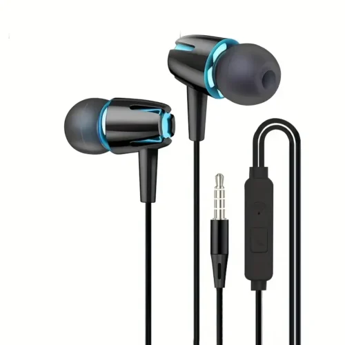 1pz Cuffie Filo Alta Qualità Semi-Interne Microfono Bassi 3.5mm