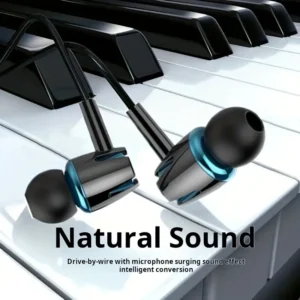 1pz Cuffie Filo Alta Qualità Semi-Interne Microfono Bassi 3.5mm