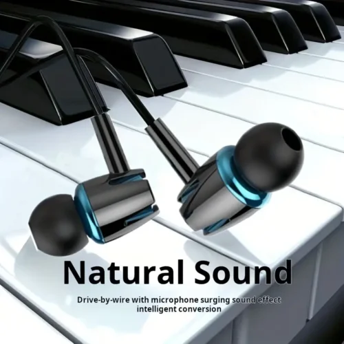 1pz Cuffie Filo Alta Qualità Semi-Interne Microfono Bassi 3.5mm