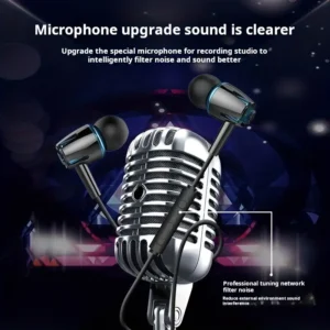 1pz Cuffie Filo Alta Qualità Semi-Interne Microfono Bassi 3.5mm