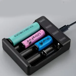 1pz Caricabatterie Universale 4 Slot USB LED Batterie Litio AA AAA