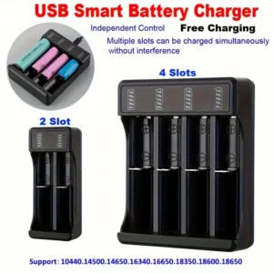 1pz Caricabatterie Universale 4 Slot USB LED Batterie Litio AA AAA