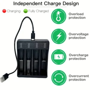 1pz Caricabatterie Universale 4 Slot USB LED Batterie Litio AA AAA