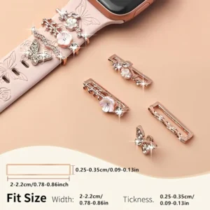 Set Anelli per Cinturino Orologio Farfalla Chiodini Strass Compatibile iWatch