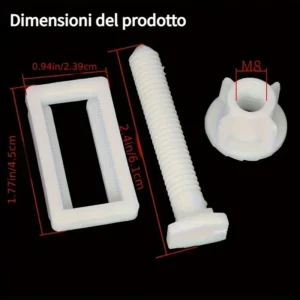 2pz Bulloni Fissaggio Sedile WC Plastica Viti Dadi Rondelle Foro Cieco