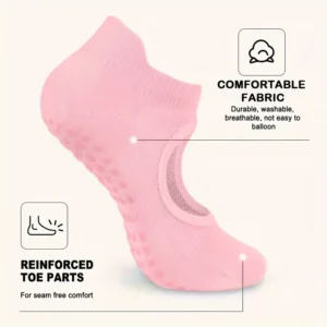 2 Paia Calzini Yoga Pilates Antiscivolo Supporto Arco Traspiranti ROSA