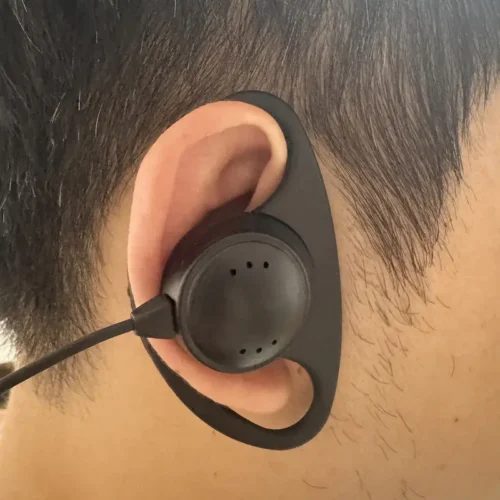 Auricolare Radio Nero Clip Jack 3.5mm Morbido Gomma D Microfoni