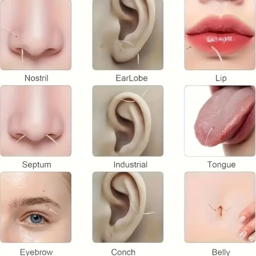 Kit piercing 5 pezzi acciaio inox chirurgico 316L filettatura barra vari formati