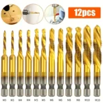 set 12pcs Set di punte a filo metrico asta esagonale da M3 a M10 per foratura