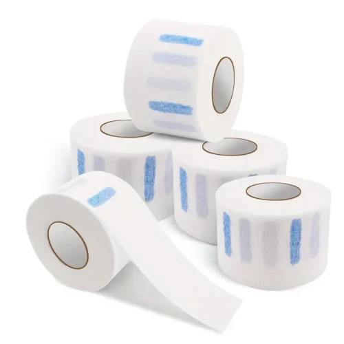 2 collari barbiere collo taglio capelli salon righe bianche blu monouso