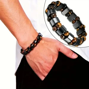 Bracciale protezione doppia pietra occhio di tigre e obsidiana braccialetto