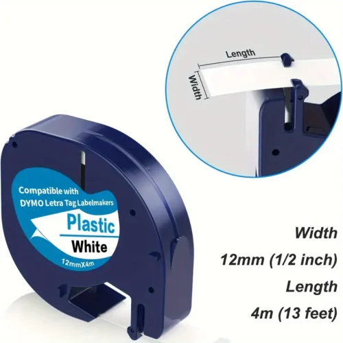Ricarica etichettatrice DYMO LetraTag nero bianco 12mmx4m compatibile modelli LT