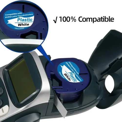 Ricarica etichettatrice DYMO LetraTag nero bianco 12mmx4m compatibile modelli LT