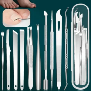 Kit 10pz acciaio inox rimozione unghie incarnite cuticole pedicure manicure