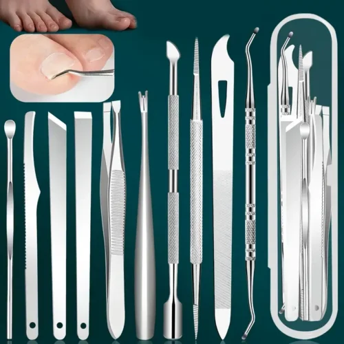 Kit 10pz acciaio inox rimozione unghie incarnite cuticole pedicure manicure