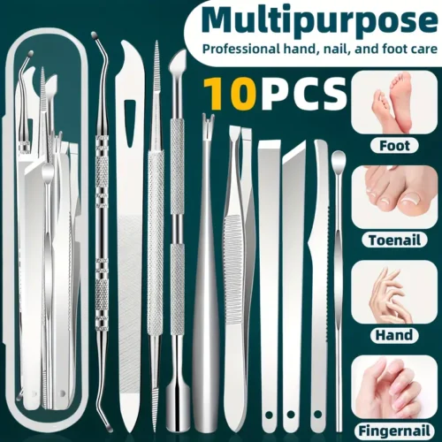 Kit 10pz acciaio inox rimozione unghie incarnite cuticole pedicure manicure