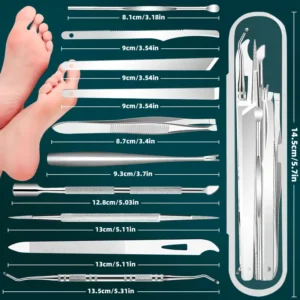 Kit 10pz acciaio inox rimozione unghie incarnite cuticole pedicure manicure