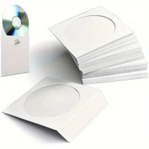 25 custodie carta CD DVD BIANCHE 120gsm finestra trasparente chiusura patta