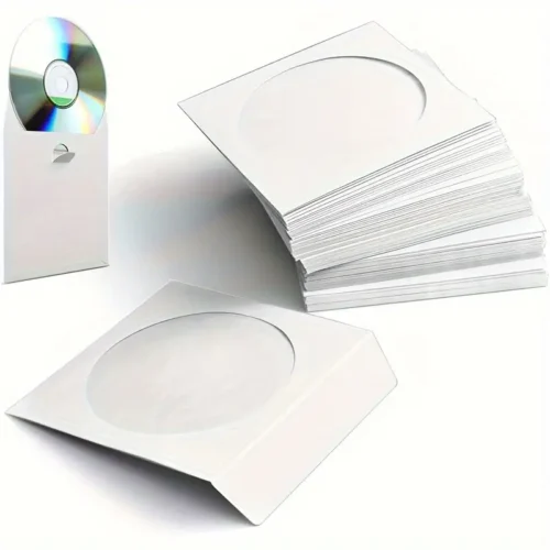 25 custodie carta CD DVD BIANCHE 120gsm finestra trasparente chiusura patta